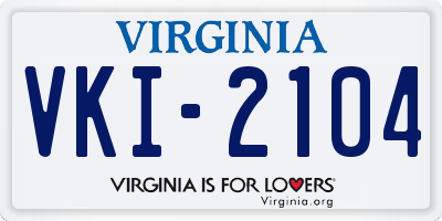 VA license plate VKI2104