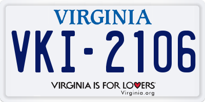VA license plate VKI2106