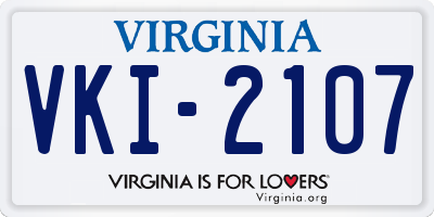 VA license plate VKI2107