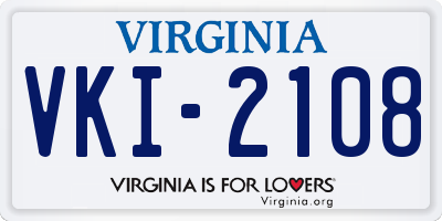 VA license plate VKI2108