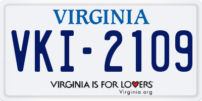VA license plate VKI2109