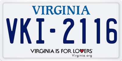 VA license plate VKI2116