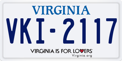 VA license plate VKI2117