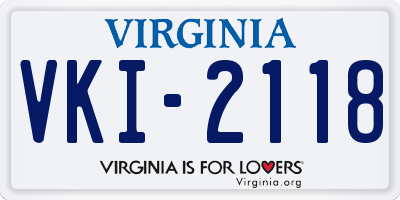 VA license plate VKI2118