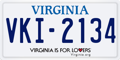VA license plate VKI2134