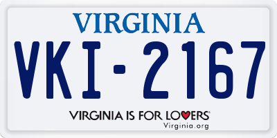 VA license plate VKI2167