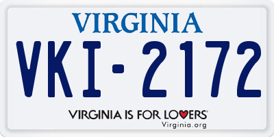 VA license plate VKI2172