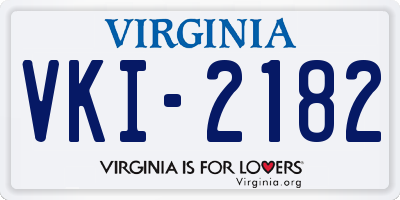 VA license plate VKI2182