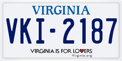 VA license plate VKI2187