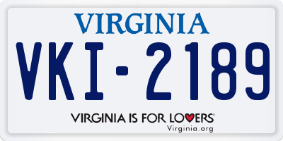 VA license plate VKI2189