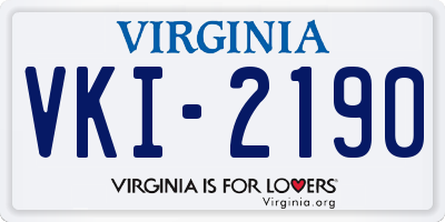 VA license plate VKI2190