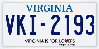 VA license plate VKI2193