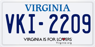 VA license plate VKI2209