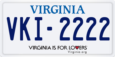 VA license plate VKI2222