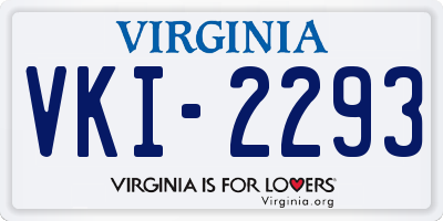 VA license plate VKI2293