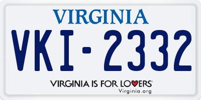 VA license plate VKI2332