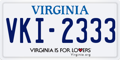 VA license plate VKI2333