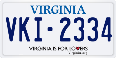VA license plate VKI2334