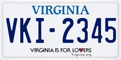 VA license plate VKI2345