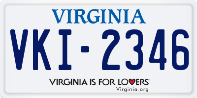 VA license plate VKI2346