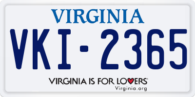 VA license plate VKI2365