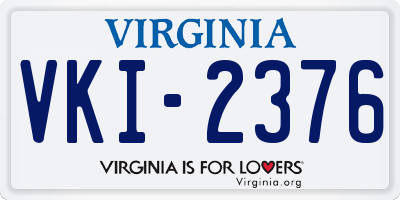 VA license plate VKI2376