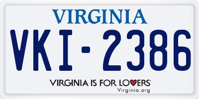 VA license plate VKI2386