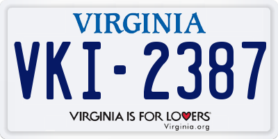 VA license plate VKI2387
