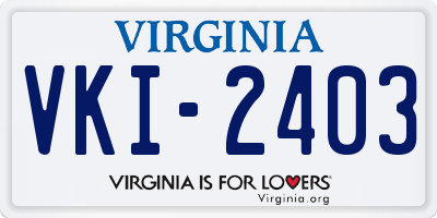 VA license plate VKI2403