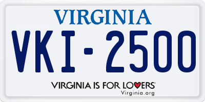 VA license plate VKI2500