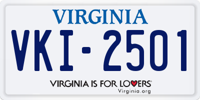 VA license plate VKI2501