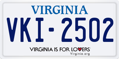 VA license plate VKI2502