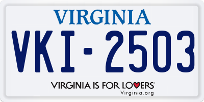 VA license plate VKI2503