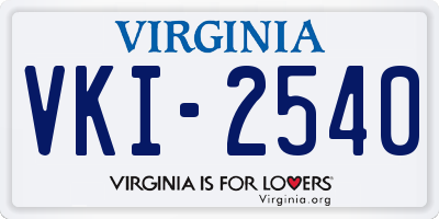 VA license plate VKI2540