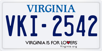 VA license plate VKI2542