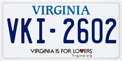 VA license plate VKI2602