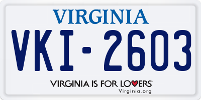 VA license plate VKI2603