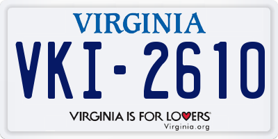 VA license plate VKI2610