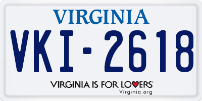 VA license plate VKI2618