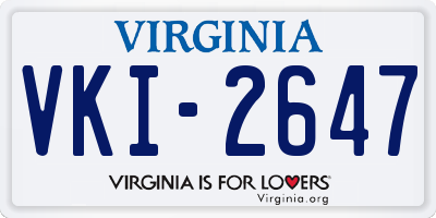 VA license plate VKI2647