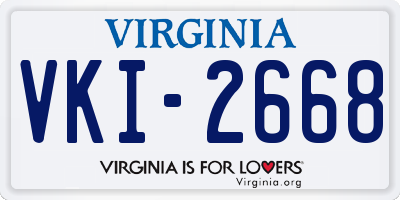 VA license plate VKI2668