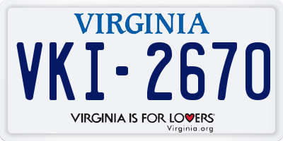 VA license plate VKI2670