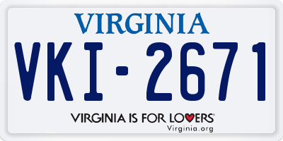VA license plate VKI2671