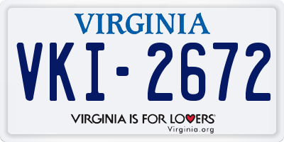 VA license plate VKI2672