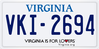 VA license plate VKI2694