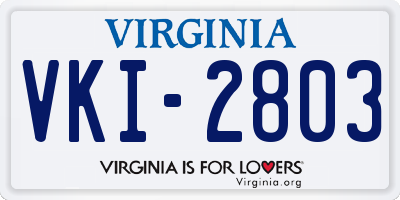 VA license plate VKI2803