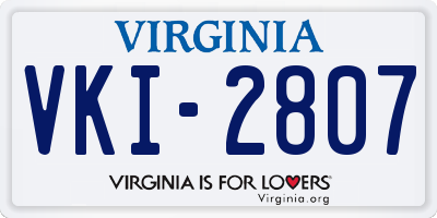 VA license plate VKI2807