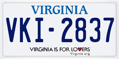 VA license plate VKI2837