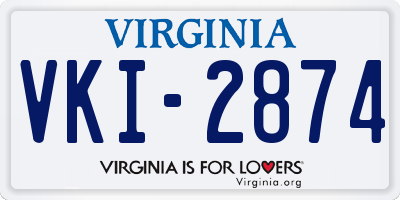 VA license plate VKI2874