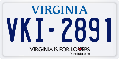 VA license plate VKI2891